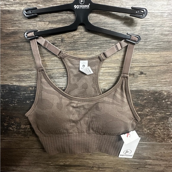 90 Degree By Reflex Taupe Sports Bra - Picture 1 of 3